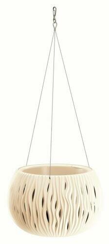 Blumentopf mit Einsatz und Stahl. Kabel SANDY BOWL WS creme 23,8 cm