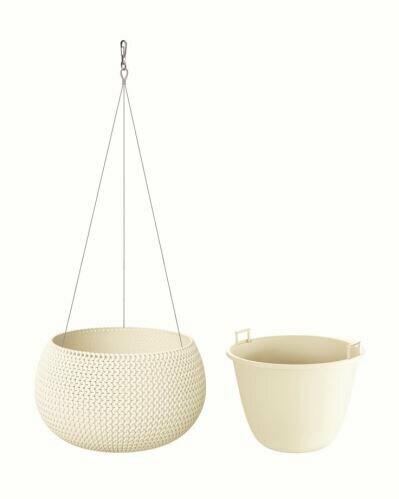 Blumentopf mit Einsatz und Stahl. Kabel SPLOFY BOWL WS creme 29cm