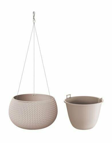 Blumentopf mit Einsatz und Stahl. Kabel SPLOFY BOWL WS mocca 37cm