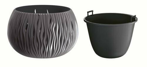 Blumentopf mit SANDY BOWL anthrazit 23,8 cm