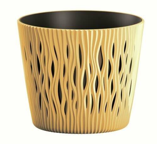 Blumentopf mit SANDY ROUND senf 12,8 cm