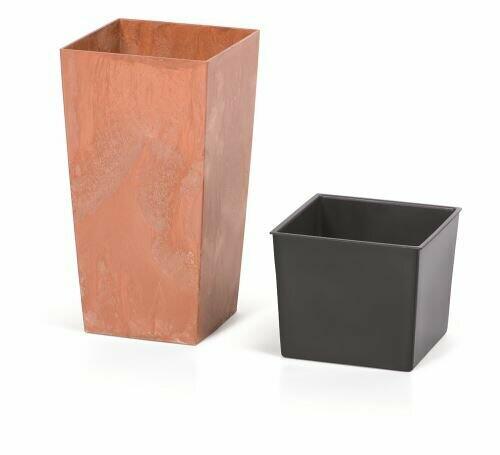 Blumentopf mit URBI SQUARE BETON EFFECT terracotta 29,5 cm