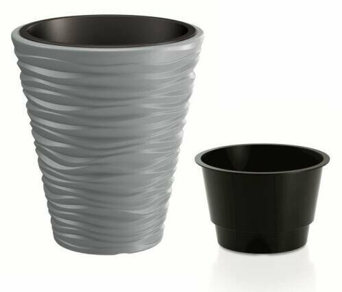 Blumentopf SAND + Einlage grauer Stein 38,8 cm