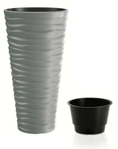 Blumentopf SAND SLIM + Einlage grauer Stein 29,6 cm