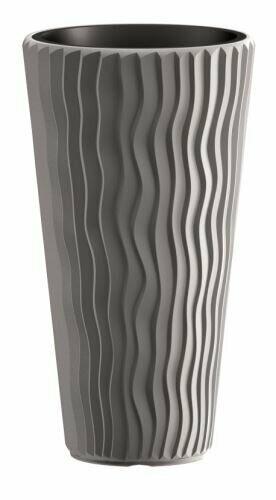 Blumentopf SANDY SLIM + Einlage grauer Stein 29,7 cm