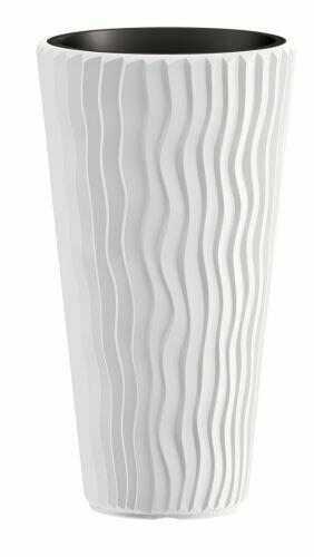Blumentopf SANDY SLIM + Einsatz weiß 29,7 cm