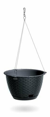 Hängender Blumentopf RATOLLA ROUND W anthrazit mit Stahl. Kabel 24,3 cm