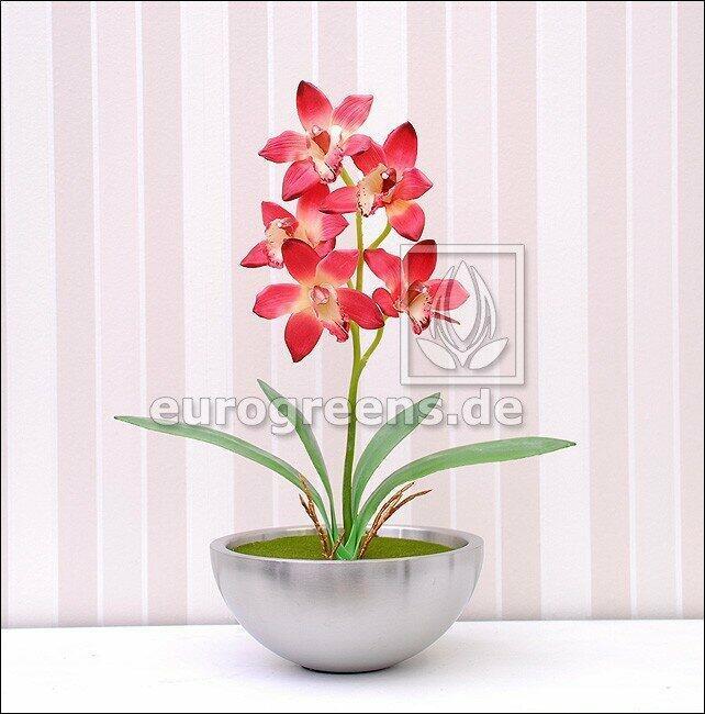 Kunstpflanze Orchidea Cymbidium burgunderrot 50 cm