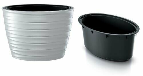 Ovaler Blumentopf mit Einsatz FREZE weiß 59,3 cm