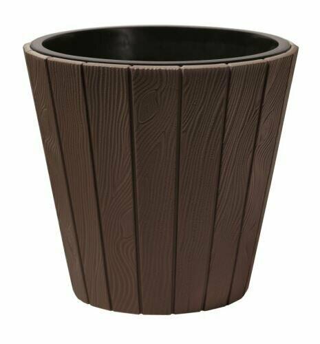 WOODE Blumentopf + brauner Einlage 29,9 cm